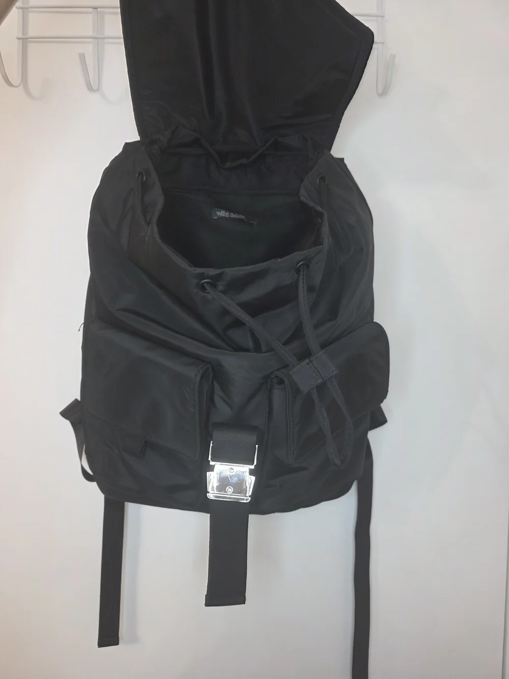 Womans Balck Backpack with Front Buckle